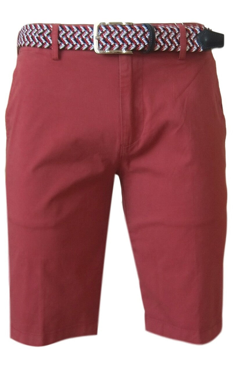 MENS CHINO SHORTS W/ STRETCH - BRICK RED SH-3007-Inseam 11"