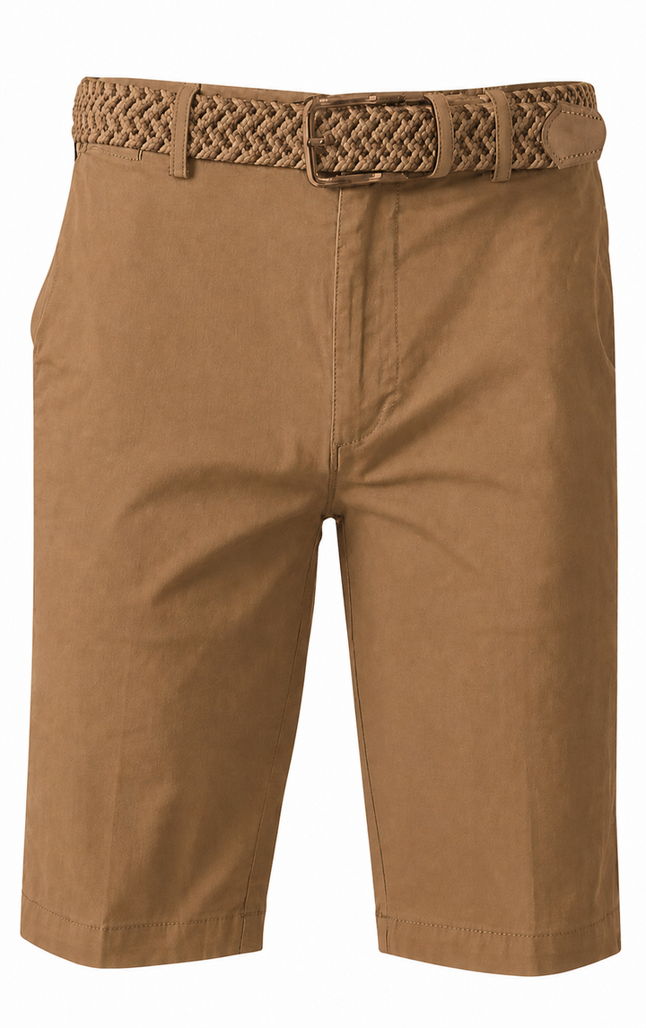 MENS CHINO SHORTS W/ STRETCH-COGNAC-SH-8027-INSEAM 11"