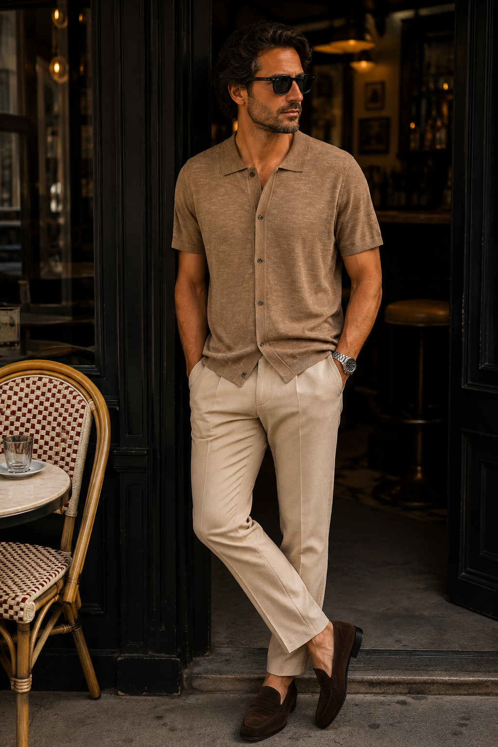 Sand Col 250/52 Short Sleeves Linen Polo Shirt