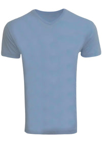 Luxury V-Neck Short sleeves Pima Cotton Mens T-Shirt Sky Blue TVSS-5012