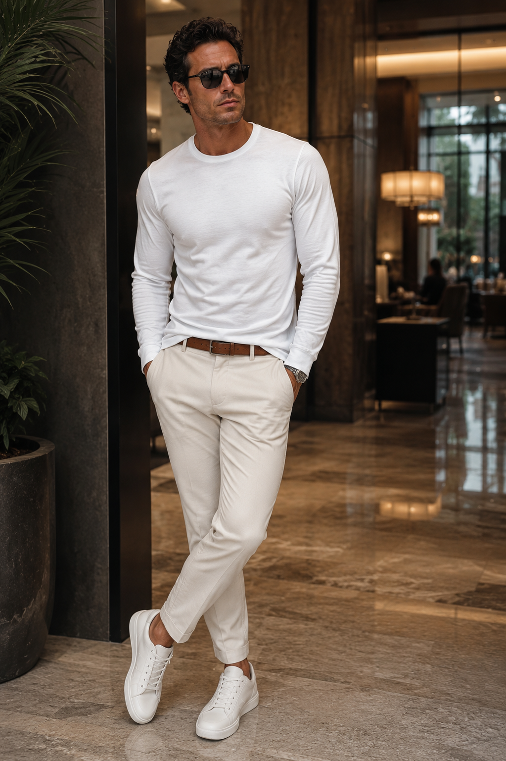 Georg Roth Los Angeles - Luxury Crew-Neck Long Sleeves Pima Cotton Mens T-shirt TCLS-1013 White