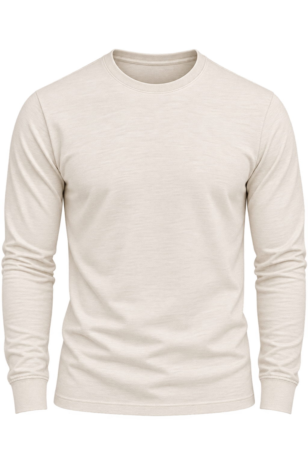 Georg Roth Los Angeles - Luxury Crew-Neck Long Sleeves Pima Cotton Mens T-shirt TCLS-1113 Cream