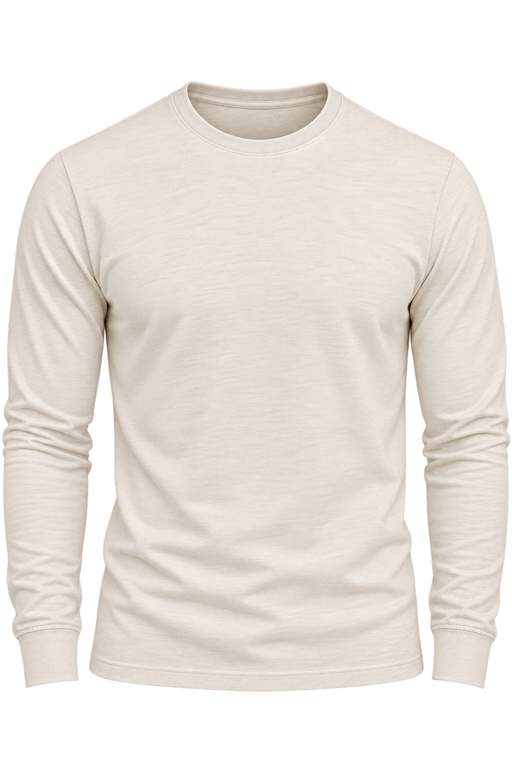 Georg Roth Los Angeles - Luxury Crew-Neck Long Sleeves Pima Cotton Mens T-shirt TCLS-1113 Cream