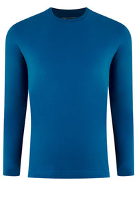 Georg Roth Los Angeles - Luxury Crew-Neck Long Sleeves Pima Cotton Mens T-shirt TCLS-50632 Sapphire