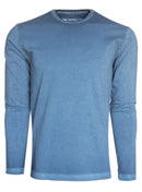 Georg Roth Los Angeles - Luxury Crew-Neck Long Sleeves Pima Cotton Mens T-shirt TCLS-5132 Capri Blue