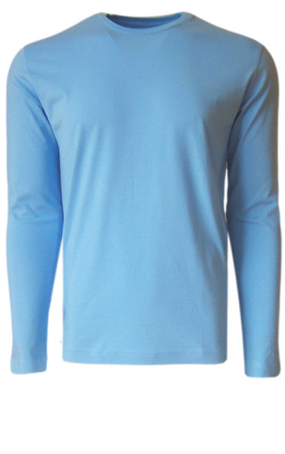 Georg Roth Los Angeles - Luxury Crew-Neck Long Sleeves Pima Cotton Mens T-shirt TCLS-5232 Sky Blue