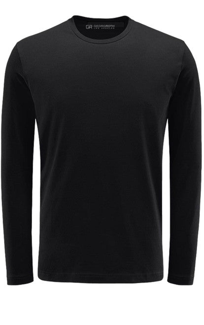 Georg Roth Los Angeles - Luxury Crew-Neck Long Sleeves Pima Cotton Mens T-shirt TCLS-9005 Black