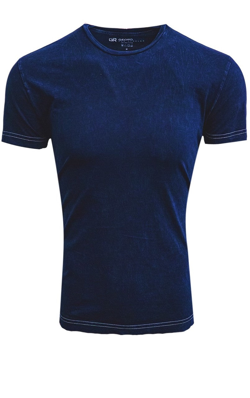 Luxury Crew Neck Short Sleeves Pima Cotton Mens Indigo TCSS-5091