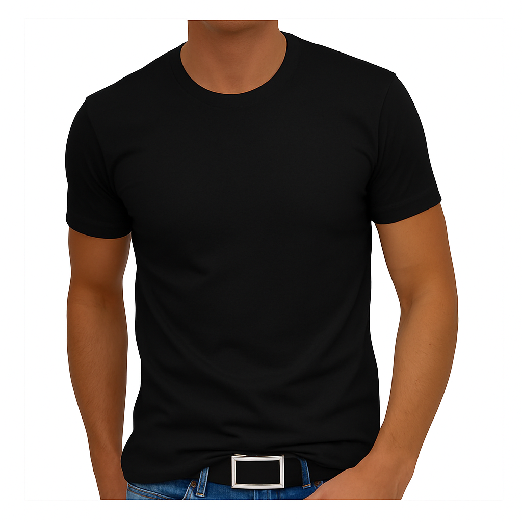 Luxury Crew-Neck Short Sleeves Pima Cotton Mens T-Shirt Black TCSS-9005