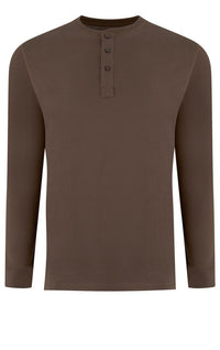 Georg Roth Los Angeles - Luxury Henley Long Sleeves Pima Cotton THLS-8054 Chocolate