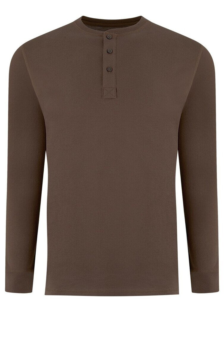 Georg Roth Los Angeles - Luxury Henley Long Sleeves Pima Cotton THLS-8054 Chocolate