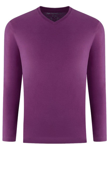 Georg Roth Los Angeles - Luxury V-Neck Long Sleeves Pima Cotton Mens T-shirt Berrie TVLS-30131