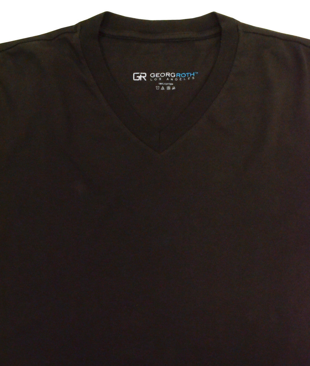 Georg Roth Los Angeles - Luxury V-Neck Long Sleeves Pima Cotton Mens T-shirt Chocolate TVLS-8022