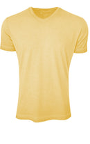 Luxury V Neck Short Sleeves Pima Cotton Mens T-shirt TVSS-2401 Yellow Garment Dyed