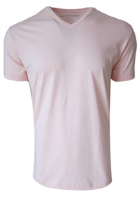 Luxury V-Neck Short Sleeves Pima Cotton Mens T-Shirt Pink TVSS-3015