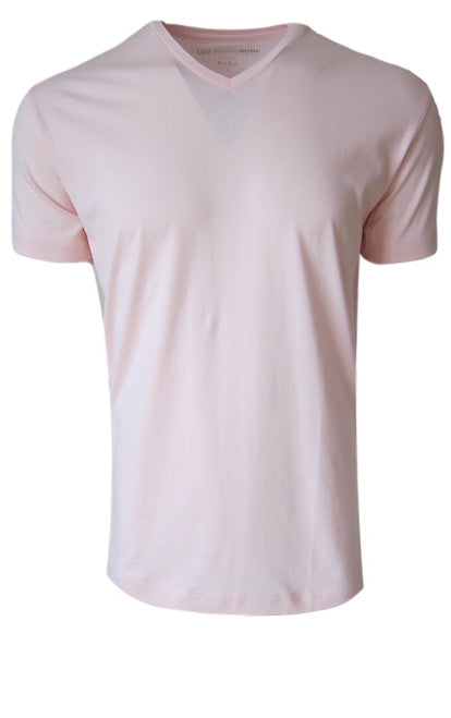 Luxury V-Neck Short Sleeves Pima Cotton Mens T-Shirt Pink TVSS-3015