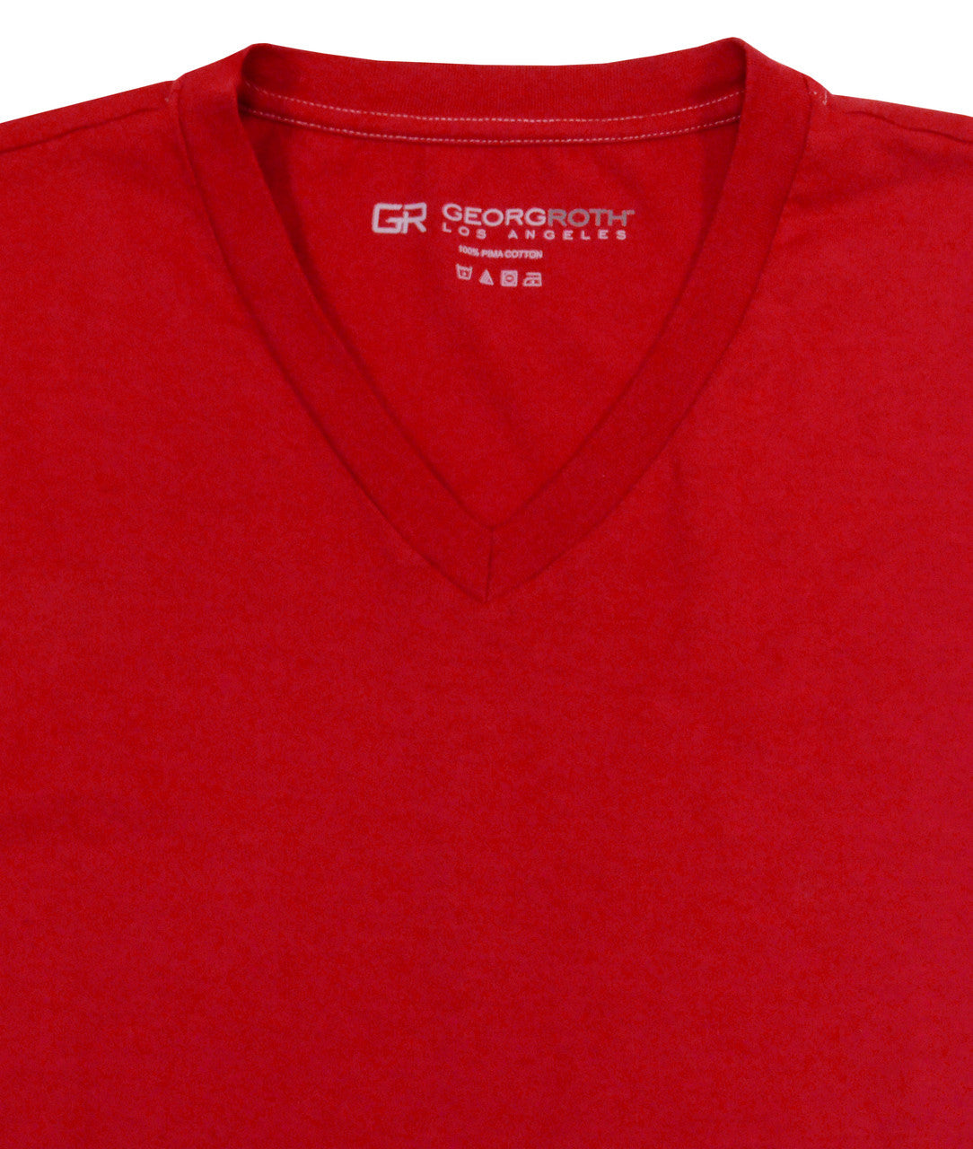 Georg Roth Los Angeles - Luxury Pima Cotton Mens V-Neck Short Sleeves Tshirt TVSS-3022 Red