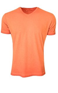 Luxury V Neck Short Sleeves Pima Cotton Mens T-Shirt TVSS-3131 Orange Garment Dyed