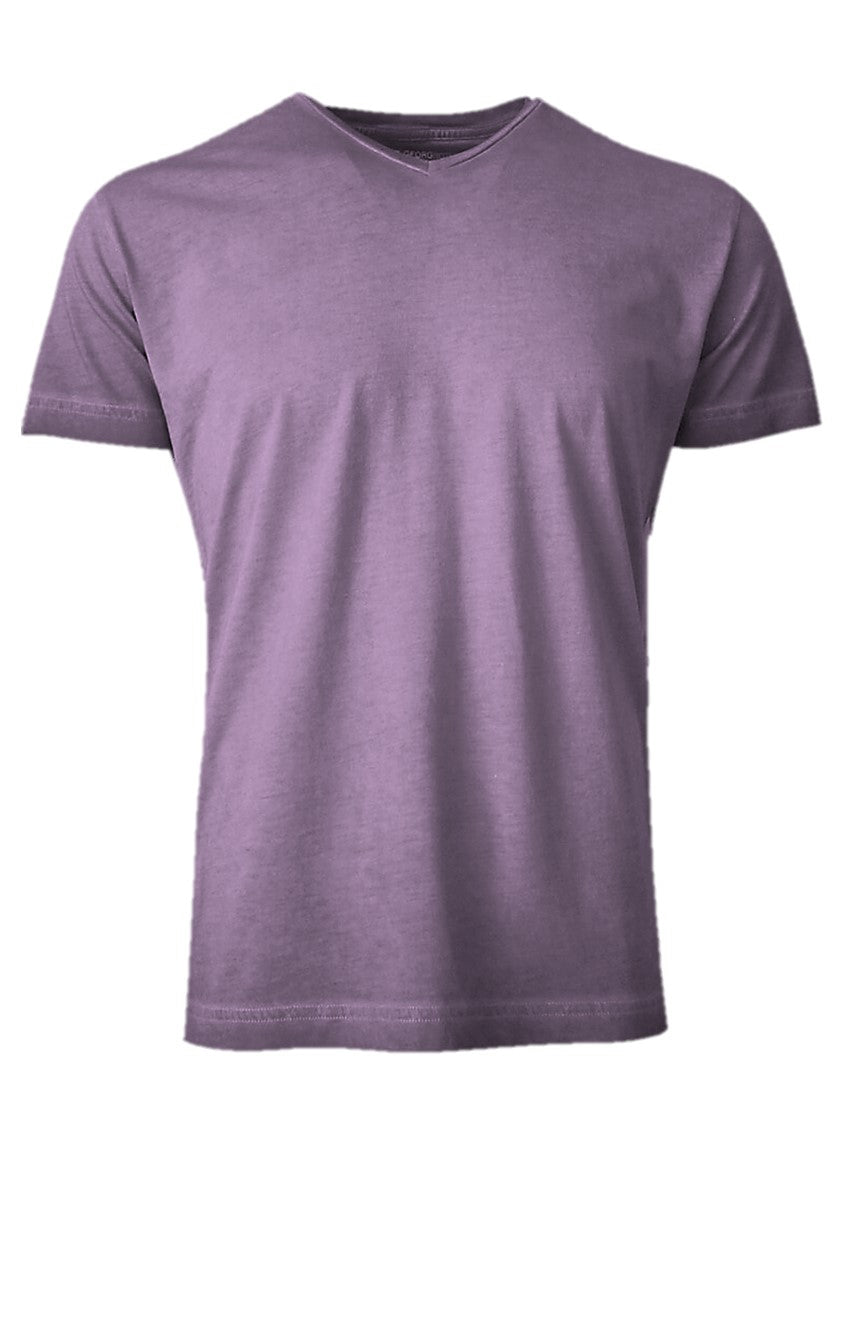 Luxury V Neck Short Sleeves Pima Cotton Mens T-Shirt TVSS-4141 Plum Garment Dyed