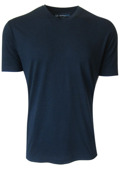 Luxury V-Neck Short Sleeves Pima Cotton Mens T-Shirt Navy TVSS-5013