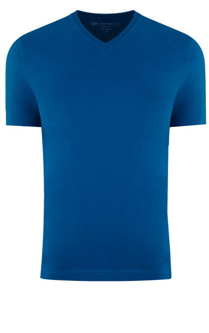 Luxury V Neck Short Sleeves Pima Cotton Mens T-Shirt TVSS-5061 Sapphire