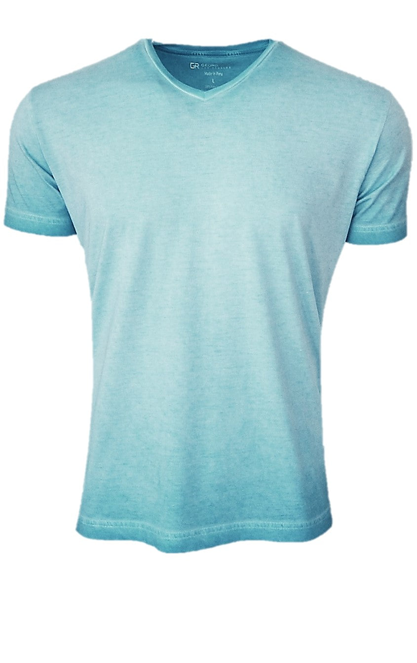 Luxury V Neck Short Sleeves Pima Cotton Mens T-Shirt TVSS-5151 Mint Garment Dyed