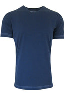 Luxury V Neck Short Sleeves Pima Cotton Mens T-Shirt TVSS-5401 Indigo Garment Dyed