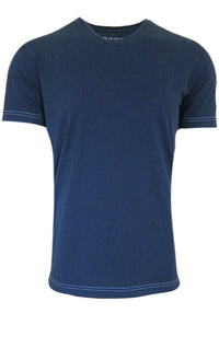 Luxury V Neck Short Sleeves Pima Cotton Mens T-Shirt TVSS-5401 Indigo Garment Dyed