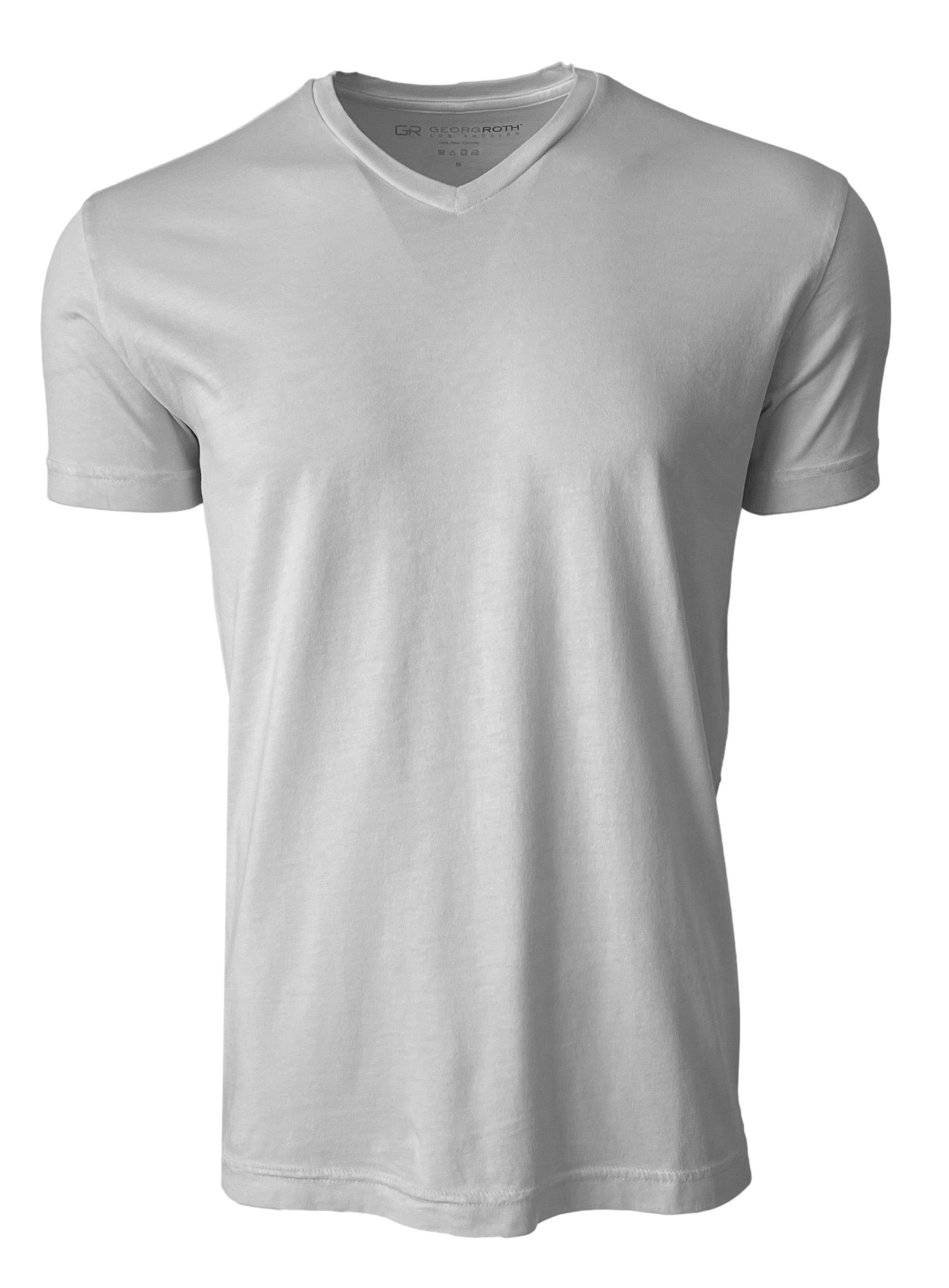 Luxury V-Neck Black Short Sleeves-Pima-Cotton-T-Shirt-TVSS-7011 Cement