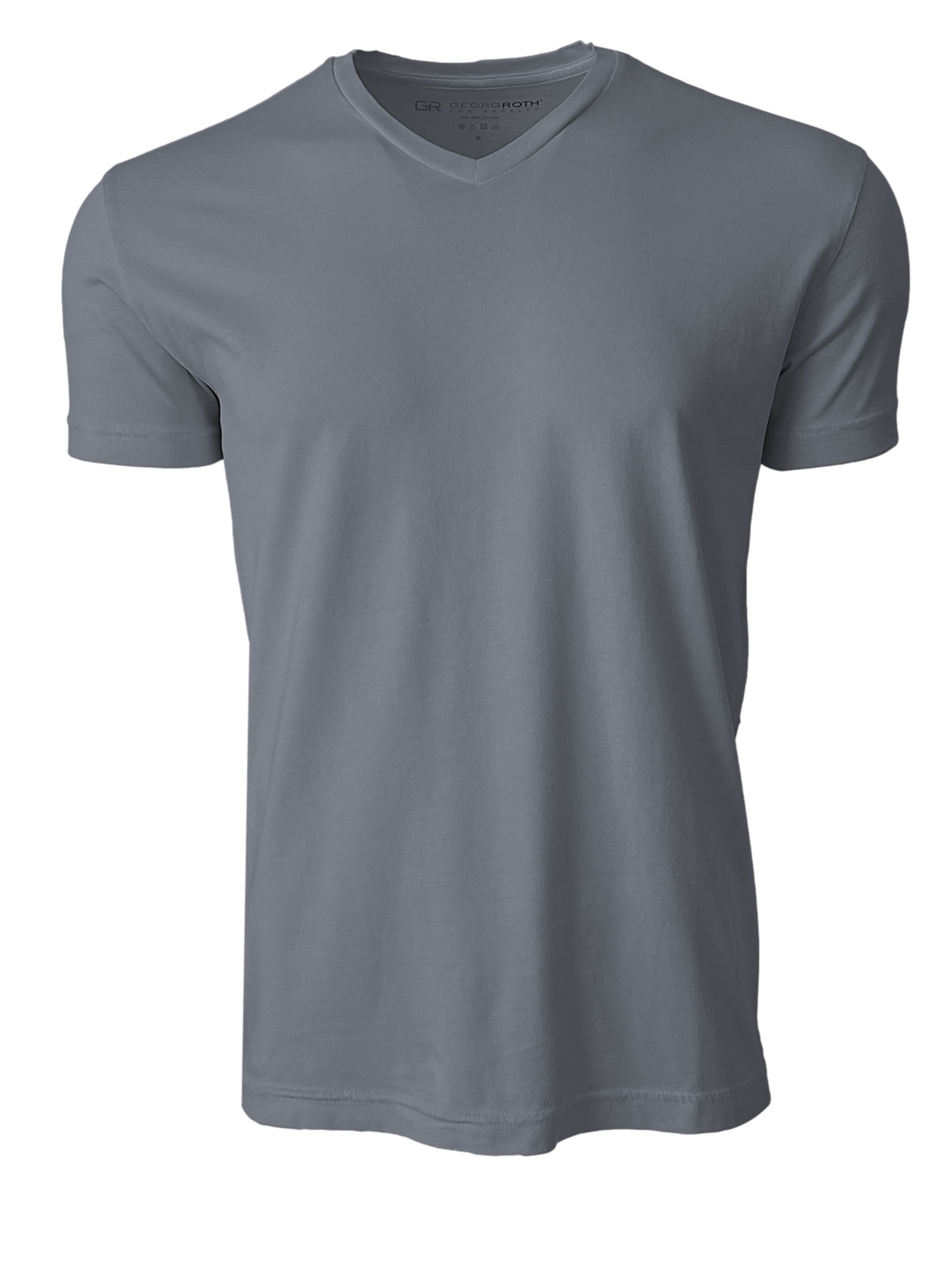 Luxury V-Neck Short Sleeves Pima Cotton Mens T-Shirt Grey TVSS-7024