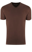 Luxury V-Neck Short Sleeves Pima Cotton Mens T-Shirt Chocolate TVSS-8051