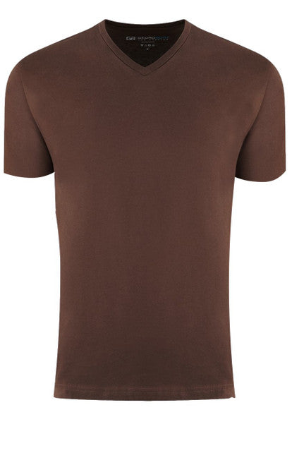 Luxury V-Neck Short Sleeves Pima Cotton Mens T-Shirt Chocolate TVSS-8051