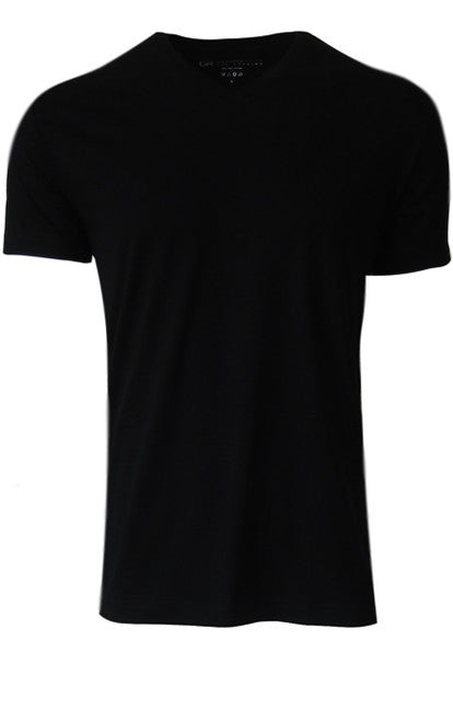 Luxury V-Neck Black Short Sleeves-Pima-Cotton-T-Shirt-TVSS-9005 Black