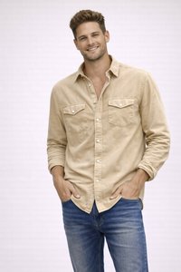 Tiki Napoli - Baby Cord Button Down - 200 Beige